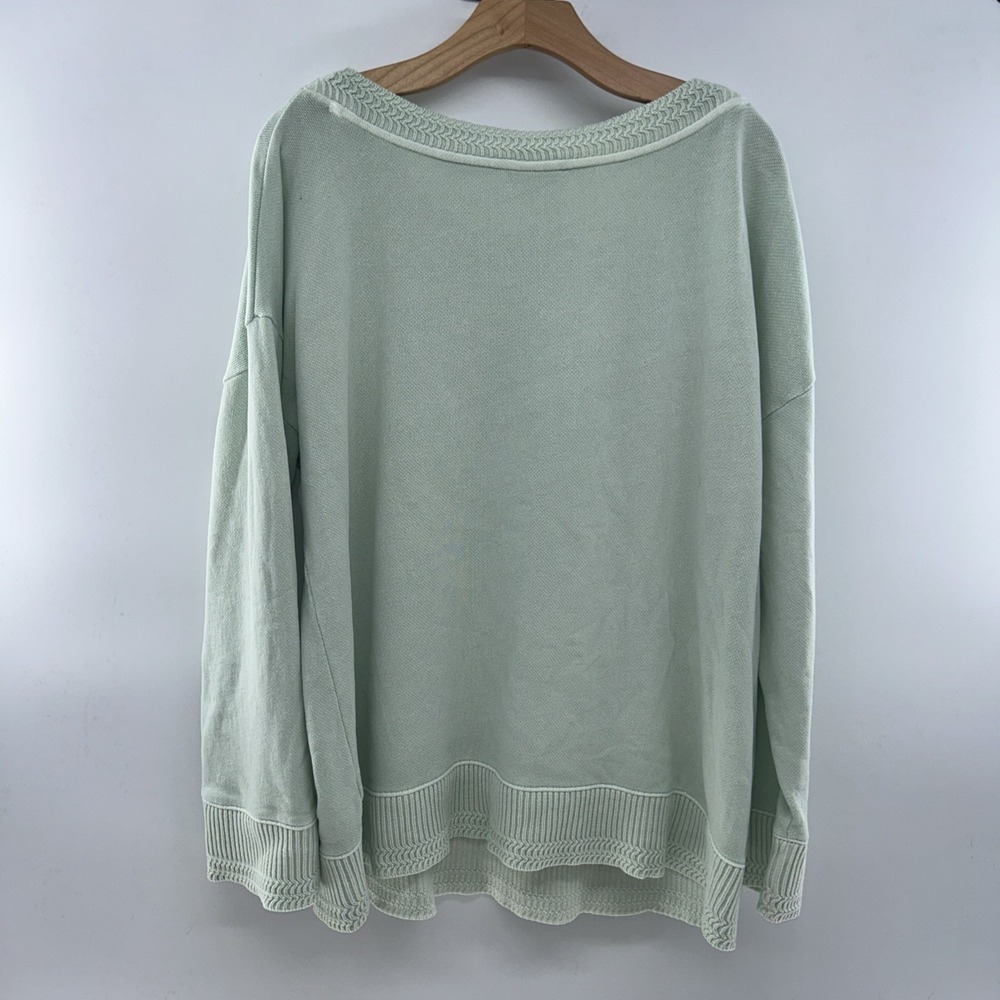 J. Jill Womens Sweater Sz L Mint Green Relaxed Casual Drop Shoulder Cotton Boat - Picture 5 of 8